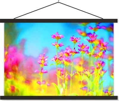 Produktbild von MuchoWow® Textilposter Blumen - Kunst - Psychedelisch 90x60 cm mit schwarzem Rahmen - Aufhängungssatz