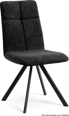 Produktbild von Esszimmerstuhl drehbar (6er-Set) Deryl 47x92x60 Schwarz/Anthrazit