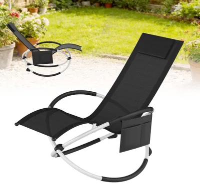 Produktbild von CEEDIR Ergonomische Relaxliege Gartenliege, wetterfest, stabil bis 150 kg, komfortabler Liegestuhl mit Kopfkissen, Anthrazit