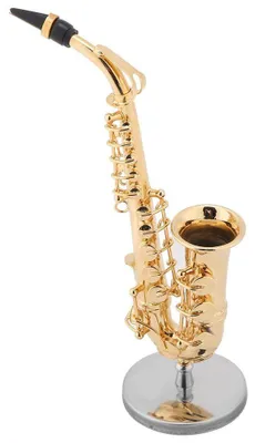 Miniatur-Altsaxophon mit Geschenkbox, Messing, Gold, Deko