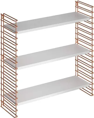 Produktbild von METALTEX 377608340 Bücherregal TOMADO mit 3 weißen Böden u. Seitengittern in kupfer / Hängeregal / TOMADO-Regalsystem