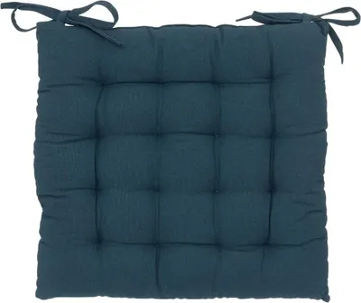 Image de Assise de chaise matelassée coton 38 x 38 cm bleu
