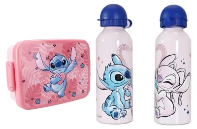 Produktbild von Disney Lilo und Stitch 2 tlg. Lunch Set Brotdose plus Alu Trinkflasche 500 ml
