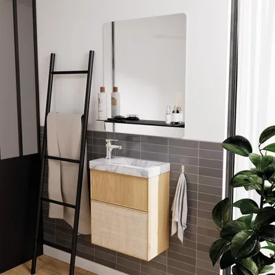 Immagine prodotto di Lavabo appoggio PIETRA L.44,2 x H.5 x P.23,2 cm effetto marmo bianco