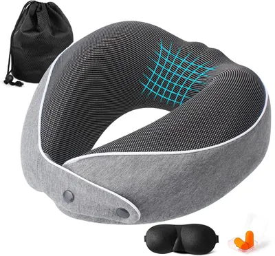 Produktbild von Reisekissen, Reise Nackenkissen, Memory Foam Nackenkissen, ergonomisches Schlafkissen, für Reisen, Auto & Flugzeug