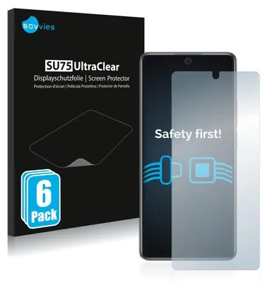 A product package for screen protectors is shown next to a smartphone with a screen protector applied.