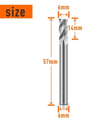 Imagen del producto de Broca de 6 mm, con 4 hojas de acero rápido (HSS), longitud de corte de 14 mm, para madera y metal