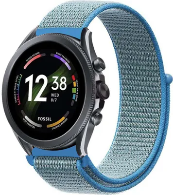 Produktbild von Strap-it Fossil Gen 6 44mm Nylon Armband (Blau)