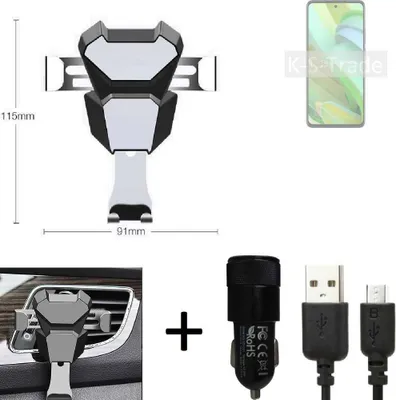 Produktbild von K-S-Trade KFZ Halterung kompatibel mit Motorola Edge 2022 Halterung Lüftungshalterung Lüftungsschlitz schwarz-silber Autohalterung Handy inkl. KFZ