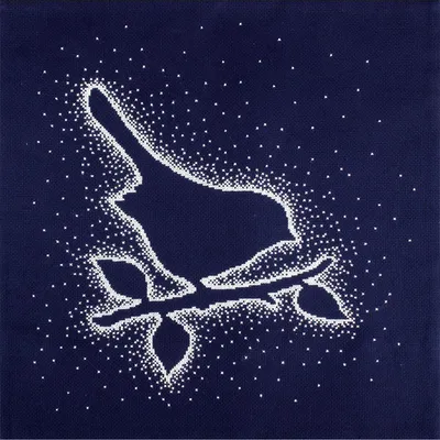 Produktbild von RTO Kreuzstichkissen "Schneesilber. Vogel" CU014, Zählmuster, 40x40 cm