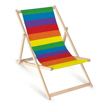 Produktbild von Holz Liegestuhl klappbar „LGBT Rainbow“ – Gartenstuhl Relaxstuhl Sonnenliege Balkon Terrasse bunt