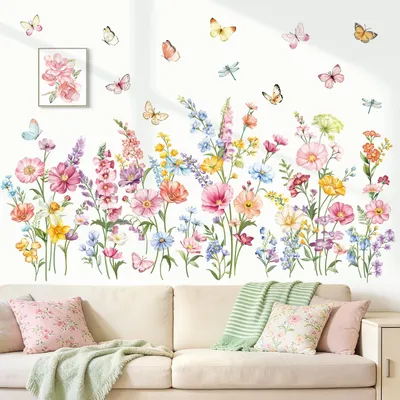 Produktbild von Omgoods – Wandsticker Blumen Aster – Wanddekoration Schlafzimmer – Wanddekoration Wohnzimmer – Wanddekoration Büro – Wandsticker für Mädchen – Geeignet für glatte Oberflächen