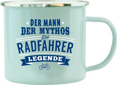 Produktbild von Echter Kerl Emaille Kaffeetasse Kaffeebecher Radfahrer