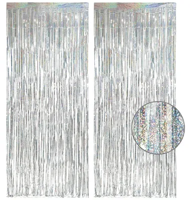 Lametta-Vorhang, silber, 1,0x2,5 m, 2er-Pack, Partydeko
