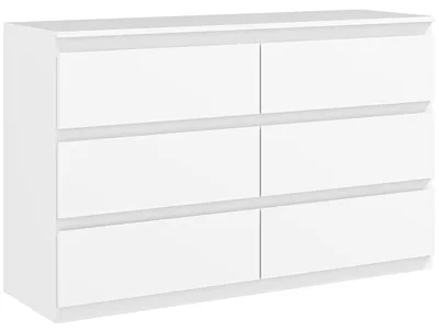 Image de Meuble de rangement - Commode - Armoire - Meuble à tiroirs - 6 tiroirs - Système de fermeture douce - Blanc - 120 x 39 x 75 cm