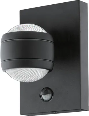 Produktbild von EGLO LED Außen-Wandlampe Sesimba 1, 2 flammige Außenleuchte inkl. Bewegungsmelder, Sensor-Wandleuchte aus Stahl und Kunststoff, Farbe: Schwarz, IP44