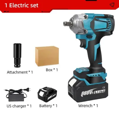 Zdjęcie produktu dla Wkrętarka udarowa elektryczna - nasadka 1,27 cm (1/2 cala) - moment obrotowy 1200 Nm - 8 przełożeń - 0–6700 obr./min - oświetlenie LED - 1 akumulator