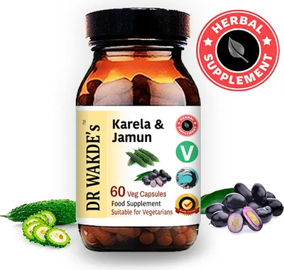 Immagine prodotto di DR WAKDE'S Karela & Jamun Capsule | 60 Capsule Vegi | Integratore Ayurveda | Vegan | 100% Erbe | Sconti a volume | Spedizione in giornata