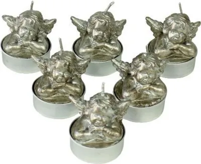 Produktbild von PBS N23039-3010-10 Teelichter Weihnachten "Engel" - altsilber, 6 Stück