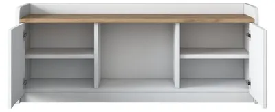 Image de Meuble à chaussures Armoire à chaussures en bois MDF mélaminé blanc et noyer 120 x 40 x 45 cm