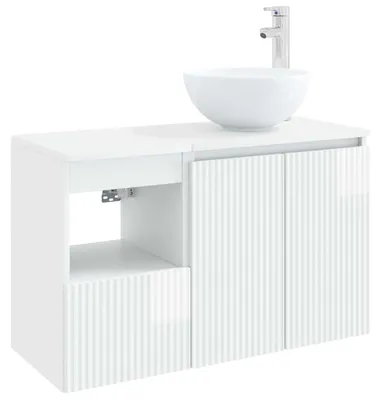 Obrázok produktu pre vidaXL Súprava kúpeľňových nábytkov, 2 kusy, vysoký lesk, biela, drevovláknitá doska