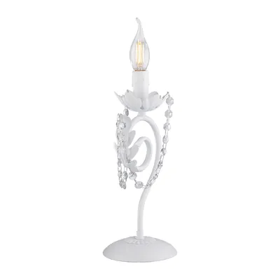 Image de Lampe de table Damasco 1 lumière fer shabby blanc