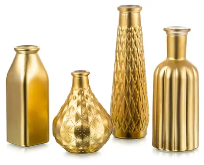 Produktbild von Solidchoice – Set aus 4 goldenen Glasvasen zur Dekoration