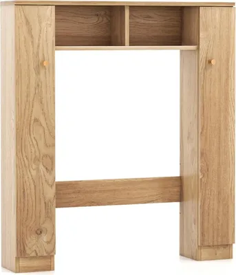 Image de Armoire de rangement pour salle de bain avec étagères réglables, naturelle