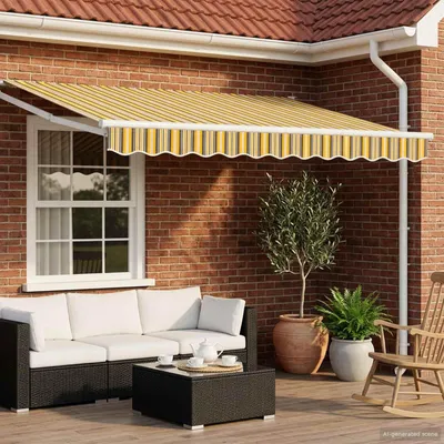 Immagine prodotto di Tenda da sole elettrica estensibile vidaXL, gialla, grigia e bianca, 3 x 2,5 m
