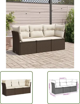 Produktbild von The Living Store 3-tlg. Garten-Sofagarnitur mit Kissen Braun Poly Rattan