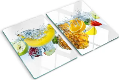 Obrázek produktu pro Kryt varné desky – Kryt na indukční desku – Ochranná skleněná deska – 2x40x52 cm– Skleněné ochranné desky na sporák –Tvrzené sklo –Ovoce pod vodou