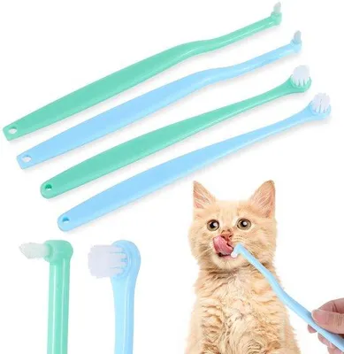 Produktbild von Hunde-Zahnbürste - 4 Stück - Weiches Nylon - Zahngesundheitspflege - Runde/Punkte-Kopf - Beibehaltung des Mundgesundheitszustands - Leichtgewicht