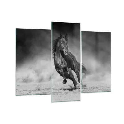 Produktbild von Bilder auf glas - 3 Teile - Pferd Galopp dynamisch - 130x100cm - Glasbilder - Wandbilder - Bilder - zum Aufhängen bereit - Wanddekoration aus Glas - Glas Bilder - Wandbild auf Glas - GCB130x100-5023