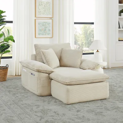 Image de Canapé sans structure modulable 1 place avec couchage – moelleux, rangements intégrés + repose-pieds