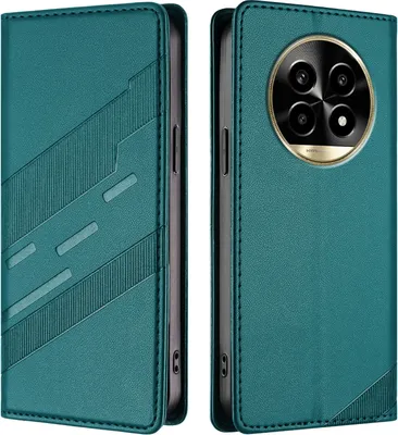 Produktbild von Hülle für Realme 13 Pro/Realme 13 Pro+, Kunstleder Brieftaschen Handyhülle mit Kartenfach und Standfunktion Grün