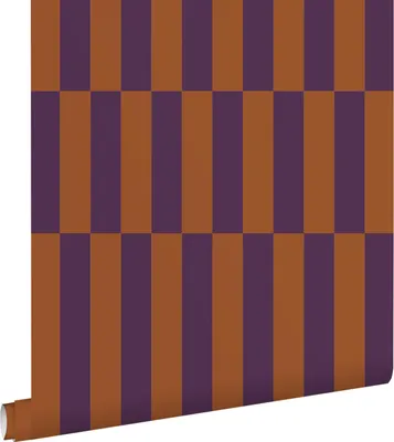 Obrázok produktu pre ESTAhome Tapety pruhy terakota a tmavo fialová 50 x 900 cm