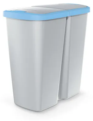 Obrázok produktu pre Odpadkový kôš COMPACTA Q DUO popolový so svetlomodrým vekom, objem 45 l