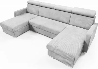 Zdjęcie produktu dla LIKMA Narożnik 274 cm Popielaty Rozkładany MAKO Kształt U z Funkcją Spania (254x125 cm) i Pojemnikiem na Pościel Sofa z Regulowanymi Zagłówkami