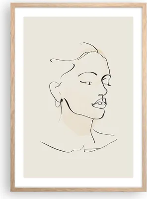 Produktbild von Gerahmtes Poster - Rahmen in heller Eiche - Frau Zeichnung Linie - 50x70 cm - Wand Bild - Wanddeko - Wandbilder - Kunstposter - Wandposter - Bilderrahmen - Bilder - Kunstdruck - P2NPA50x70-5046