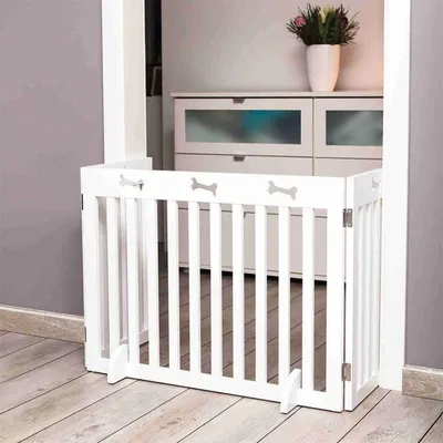 Image de Trixie 39456 Barrière pour chiens, MDF, 3 pièces, 82-124 × 61 cm, blanc