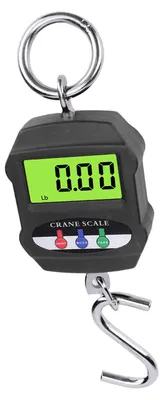 Zdjęcie produktu dla Cyfrowe wagi wiszące, o udźwigu 300 kg / 660 lbs, z podświetlanym wyświetlaczem LCD, przeznaczone do użytku jako waga suwnicowa w rolnictwie, rybołówstwie oraz podczas aktywności na świeżym powietrzu