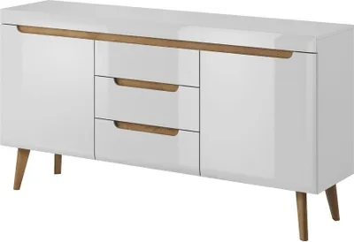 Produktbild von Furniture24 Kommode Sideboard NORDI in Skandinavische Stil Weiß/Weiß Hochglanz