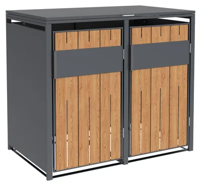Obrázok produktu pre Westmann Varius 2 kovový odpadkový kôš 2x240 L vzhľad dreva