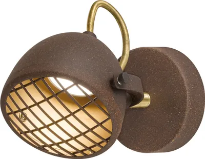 Produktbild von LED Retro Deckenstrahler rost mit schwenkbarem Spot, Wandleuchte Industrial Look