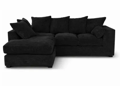 Produktbild von Ecksofa Links DIVERS 3-Sitzer Cord Schwarz 212x166 cm L Sofa Wohnzimmer Modern