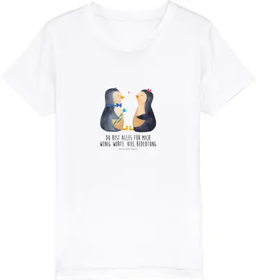 Produktbild von Mr. & Mrs. Panda Kleinkinder T-Shirt Pinguin Pärchen 12-14 Jahre (152/164) - Weiß - Geschenk, Kinder Jungen, Hochzeit, Kindershirt, Hochzeitsgeschenk, Öko, Hochzeitstag