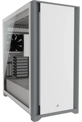 Produktbild von Corsair 5000D Tempered Glass, Midi Tower, PC, Weiß, Kunststoff, Stahl, Gehärtetes Glas, Gaming, 17 cm