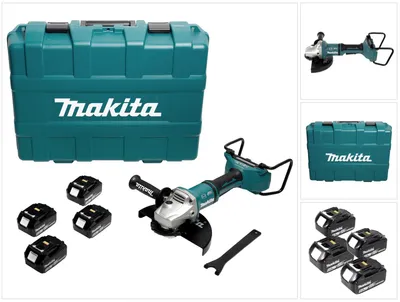 Immagine prodotto di Makita DGA 900 T4KX2 Smerigliatrice a batteria 36V (2x18V) 230mm + 4x Batterie 5,0Ah + Dado Ezynut + Valigetta Makita - senza caricabatterie