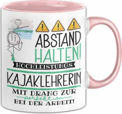 Produktbild von Kajaklehrerin Tasse Geschenk Lustig Abstand Halten Hochleistungs-Kajaklehrerin Mit Drang Zur Perfektion Bei Der Arbeit (Rosa)