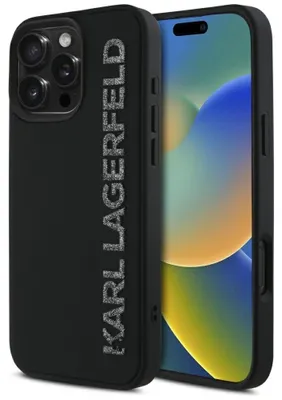 Produktbild von KARL LAGERFELD Tasche für IPHONE 16 Pro KLHCP16LRBKGVCK (3D Rubber Elongated Glitter) schwarz